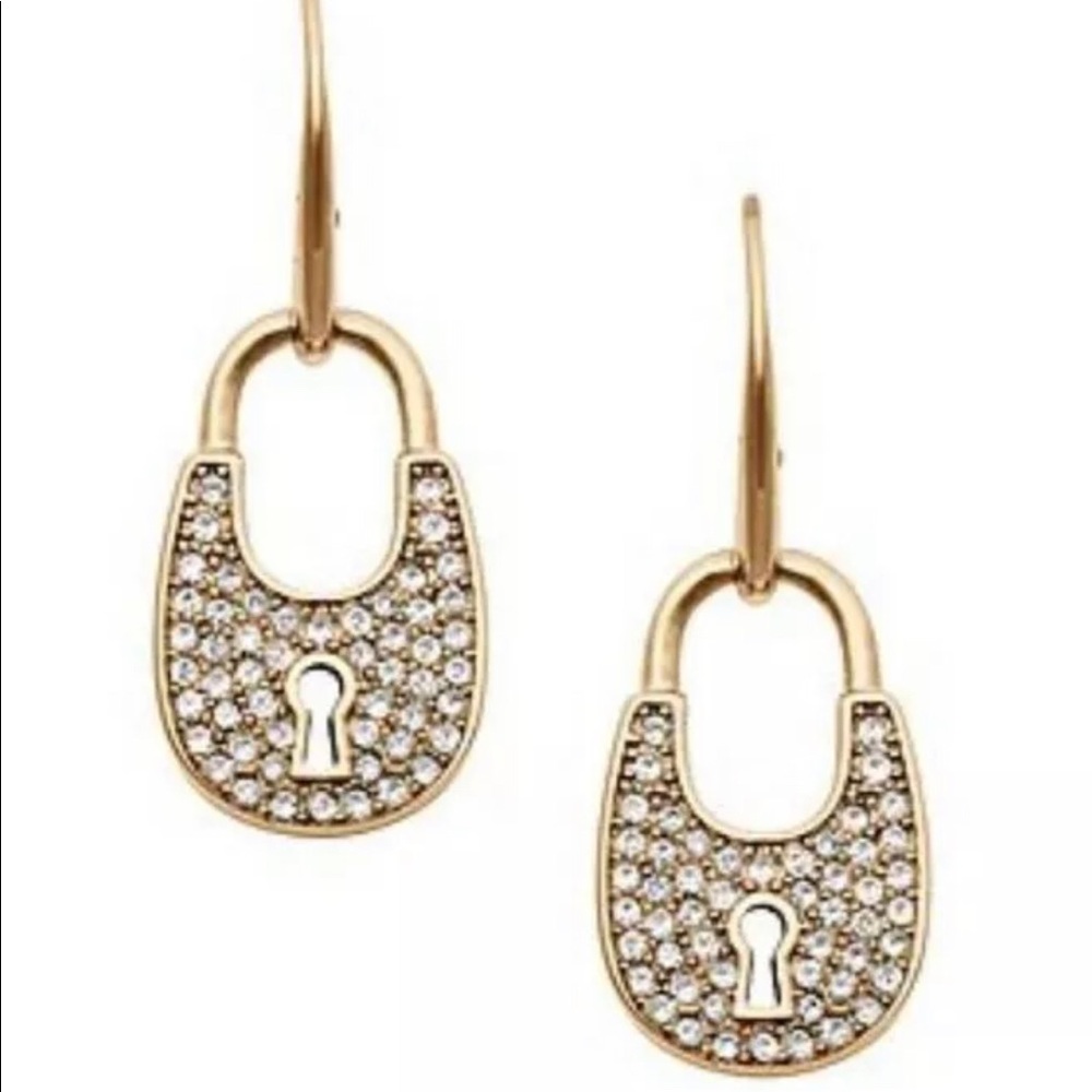 Michael Kors crystal pave lock earrings NEW